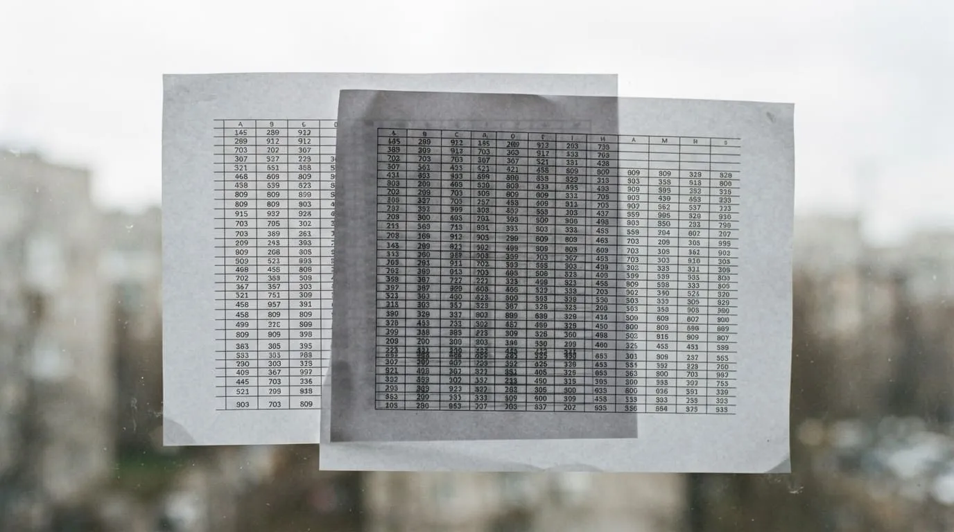 Deux feuilles A4 imprimées et superposées à contre-jour sur une vitre